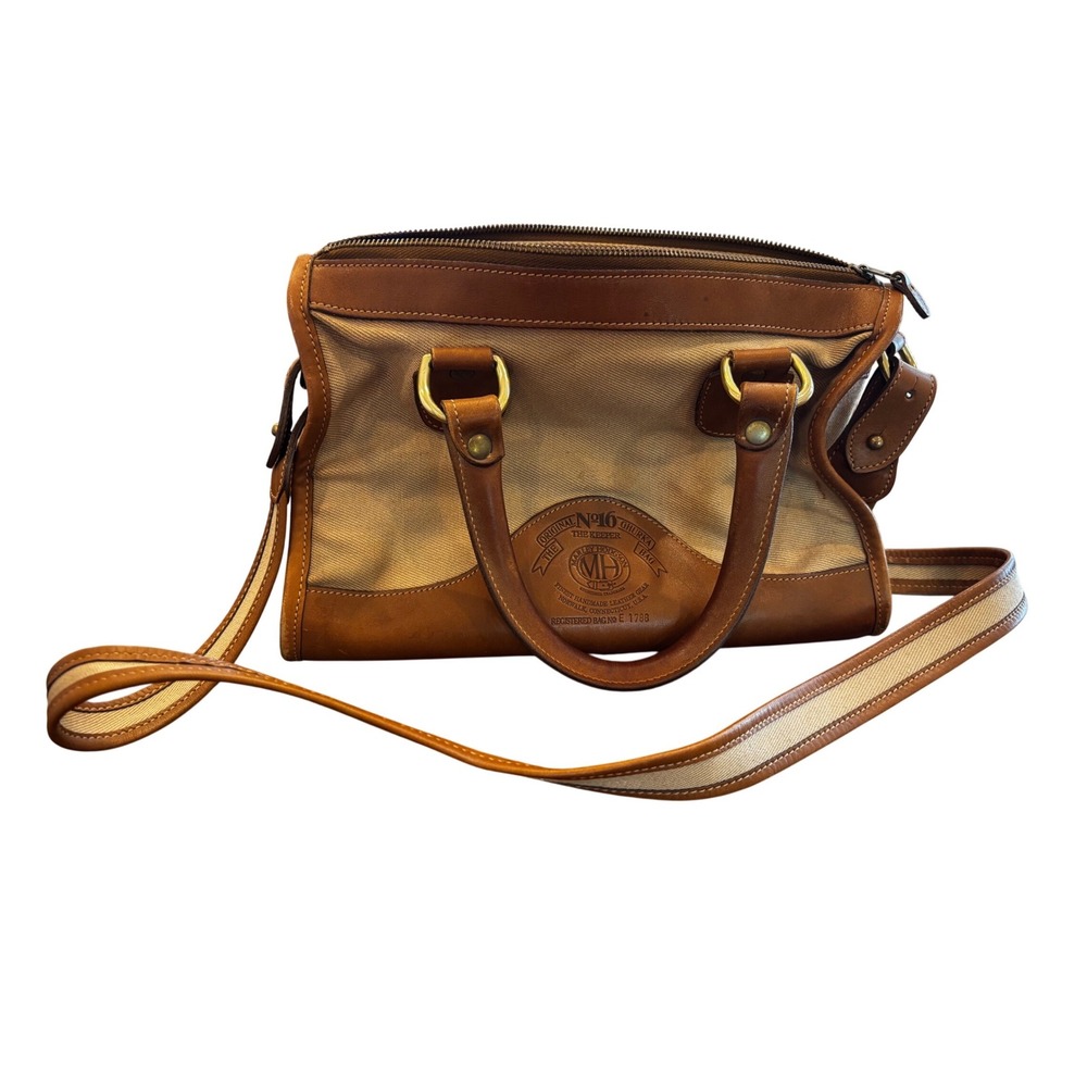 Ghurka No 16 The Keeper Bag Womens Small Tan Leather Canvas Vintage 1982 Satchel